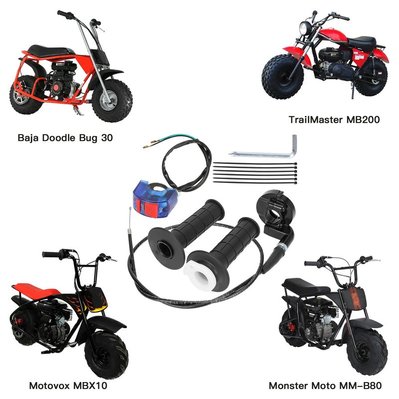 YOXUFA Mini Bike Throttle Cable Assembly for Coleman CT200U CT200U-EX BT200X Baja DB30 Warrior MB200 Predator 212cc Massimo Motovox 196cc 200cc 6.5hp Engine Parts 22mm 7/8 Handle Grip Accessories - Image 3